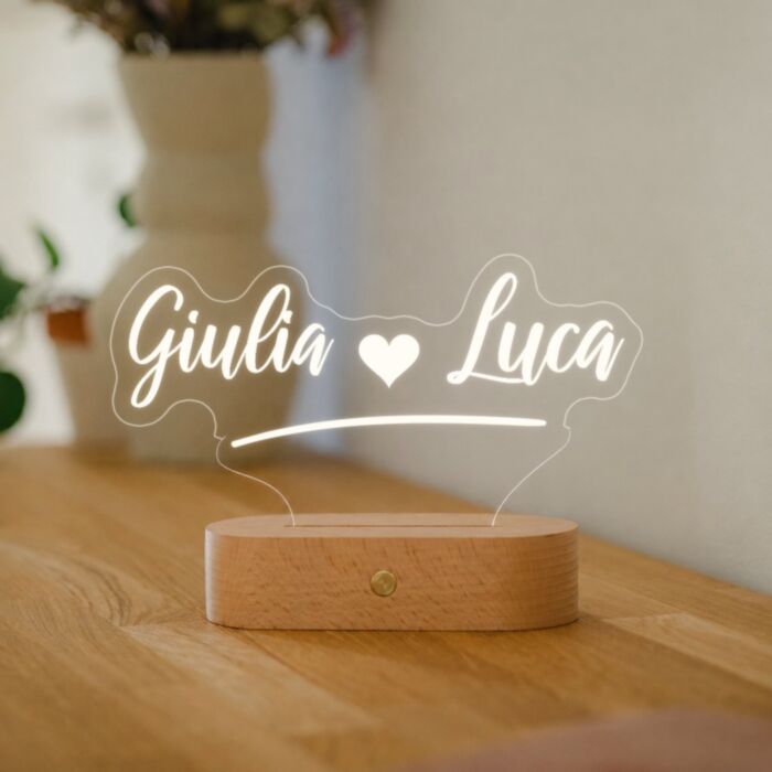 Lampada LED Personalizzata con Due Nomi