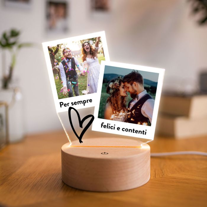 regali di matrimonio lampada LED personalizzata con foto polaroid