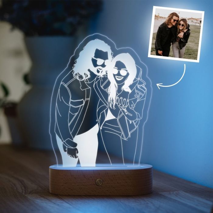 Lampada LED Personalizzata con disegno lineare a 2 Persone
