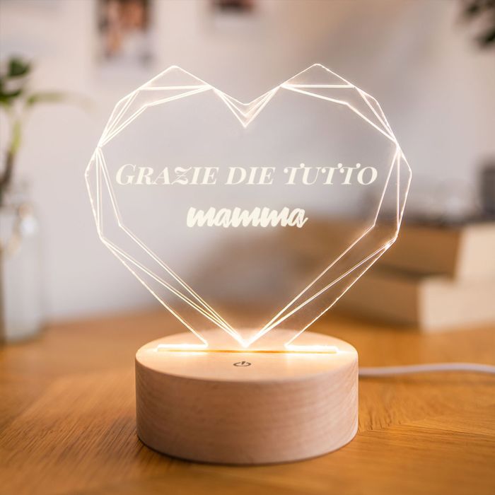 regali di san valentino lampada LED con cuore e testo personalizzato