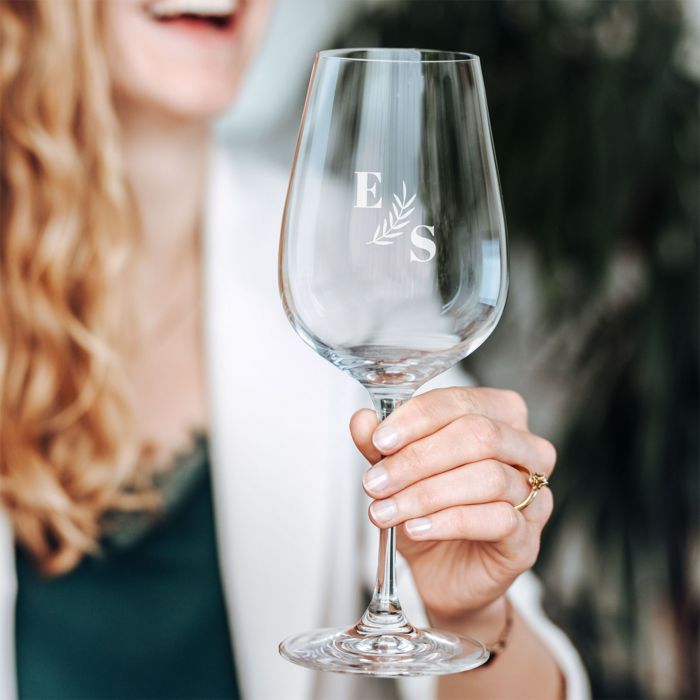Bicchiere di Vino Personalizzato con Iniziali e Simbolo
