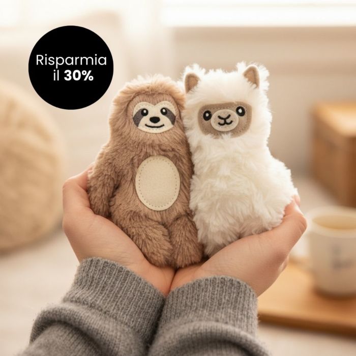 Set regalo Mini Lama e Mini Bradipo riscaldabili