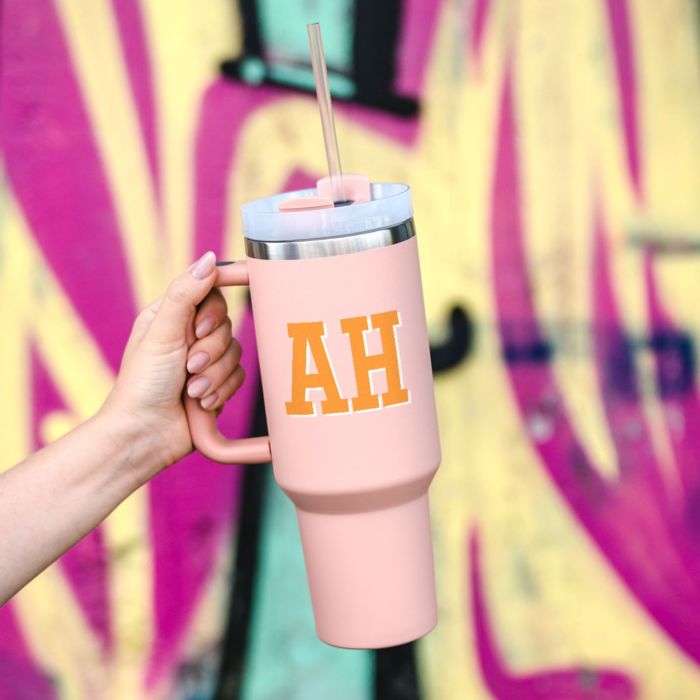 Bicchiere Personalizzato con Cannuccia e Monogramma