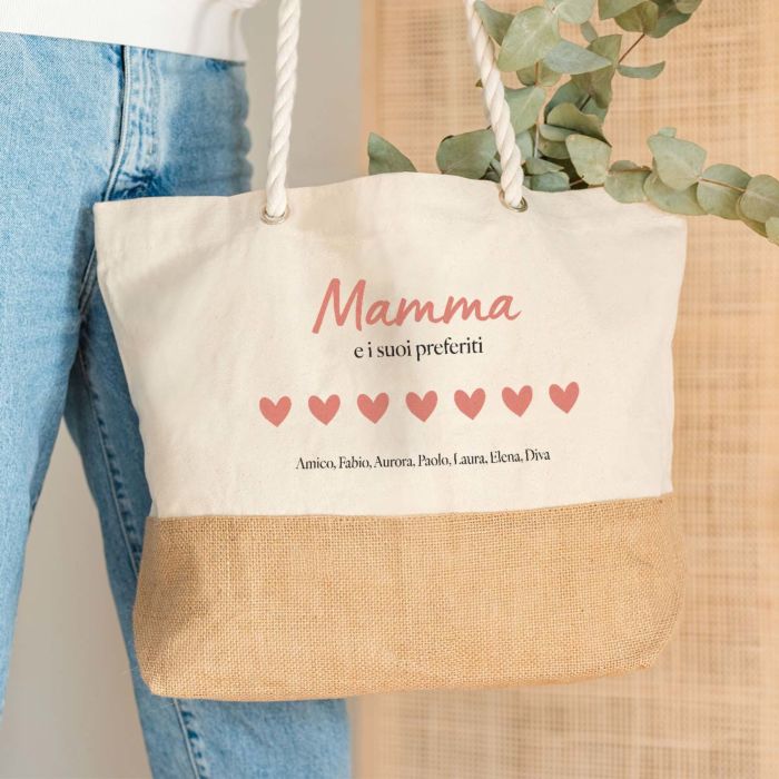 Borsa da Spiaggia Personalizzata con Nome e Famiglia
