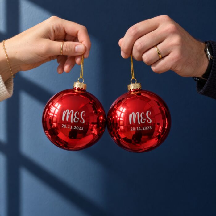 Palline di Natale Personalizzate con Monogramma – Set da 2