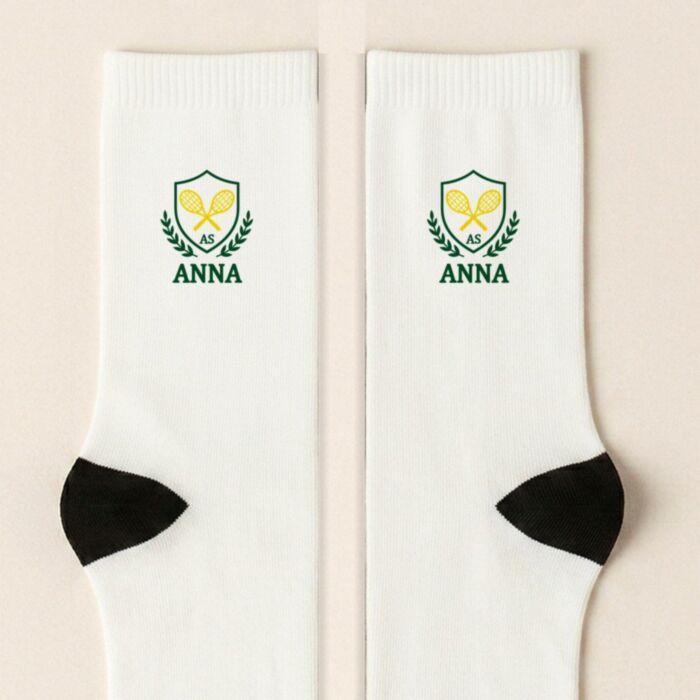 Calzini da Tennis Personalizzati con Emblema, Iniziali e Nome