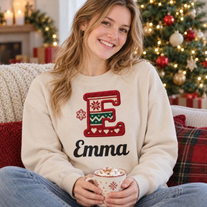 Maglione natalizio personalizzato con iniziale e nome
