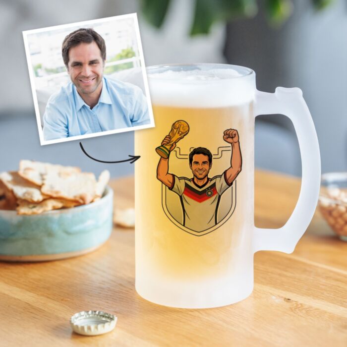 Boccale da Birra Personalizzato con Foto Mondiali di Calcio
