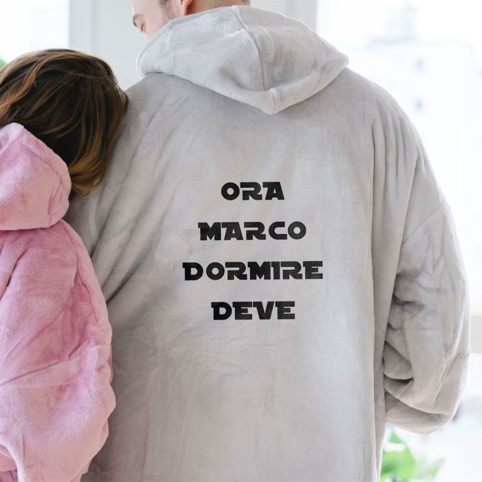 Coperta con Cappuccio Personalizzata con Frase