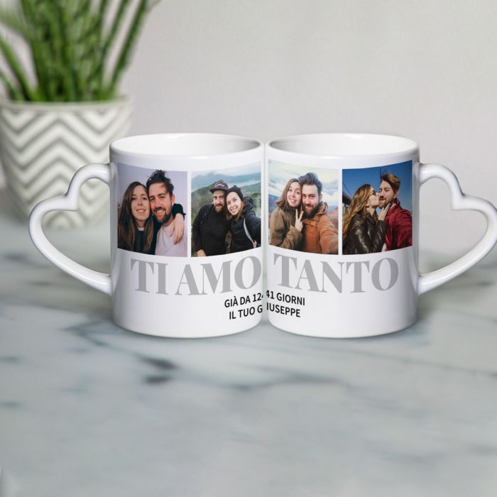 Tazza con Manico a forma di Cuore con 4 Foto e Testo