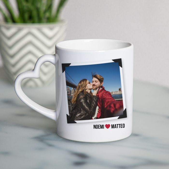 Tazza con Manico a forma di Cuore con Foto e Testo