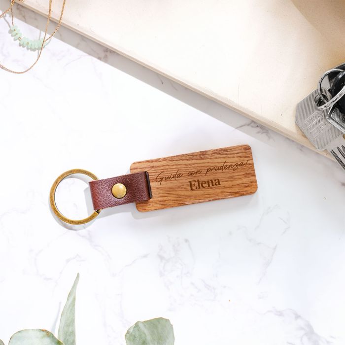Portachiavi Personalizzato in Legno con Testo