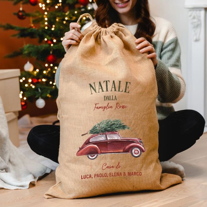 Sacco di Babbo Natale Personalizzato con Illustrazione