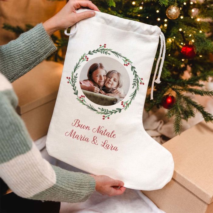 Calza di Natale Personalizzata con Foto e Testo