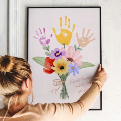 Poster Personalizzato Mazzo di Fiori con Impronta della Mano