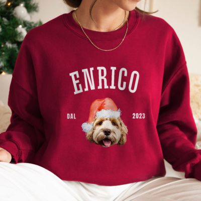 Felpa Personalizzata con Animale domestico e Cappellino Natalizio