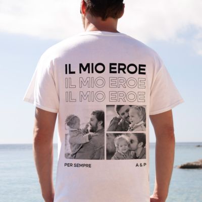 Maglietta Personalizzata con Foto e Testo Bianco e Nero