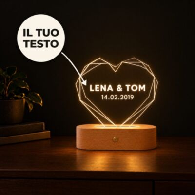 Lampada LED Cuore Personalizzata
