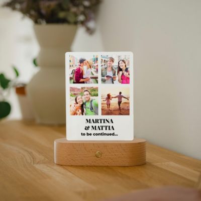 Lampada LED Personalizzata con 4 Foto e Testo