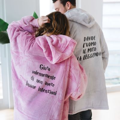 Coperta con Cappuccio Personalizzata con Testo