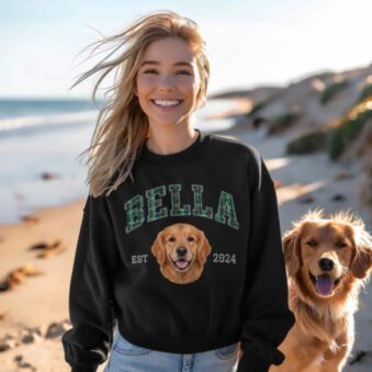 Felpa Personalizzata con Foto, Nome e Anno e Animale Domestico – College Design