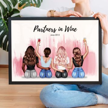 Poster Personalizzato Illustrazione Amiche con Testo