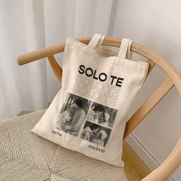 Borsa Personalizzata Tote Bag con Foto in bianco e nero e Testo
