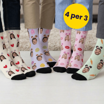 Set regalo calzini pasquali confezione da 4 con volto e orecchie da coniglio