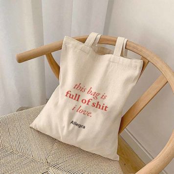 Borsa In Feltro Personalizzata Con Nome E Monogramma Floreale - Shopper Grigia 29x38 Cm