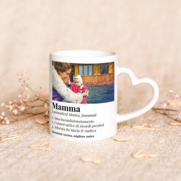 Tazza con Manico a Cuore Personalizzata con Foto e Definizione