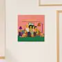 Stampa Foto su Legno Personalizzata - Illustrazione Famiglia Cartone Animato