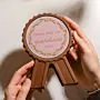 Cioccolato Personalizzato Medaglia con Fiori e Testo