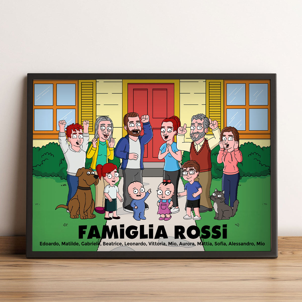 Quadro Personalizzato Illustrazione Famiglia Serie Animata Regali per il Papà Regali Divertenti