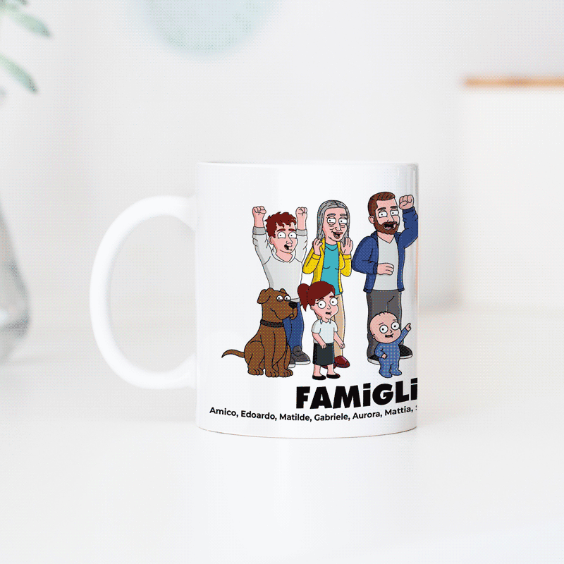 Tazza Personalizzata con Illustrazione Famiglia Serie Animata