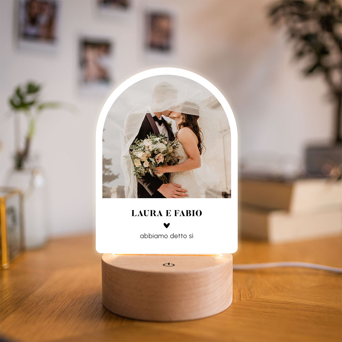 Lampada LED Personalizzata Foto con Testo e Cuore Regali per Lei Regali per un'Amica Regali per la Sorella Regali Romantici Regali di Matrimonio