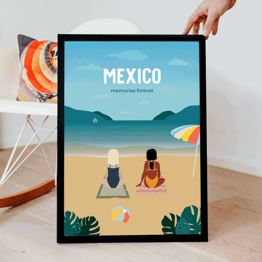 Poster Personalizzato Illustrazione di Amiche in Spiaggia