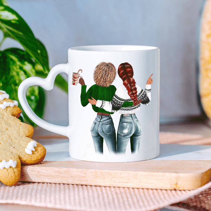 Tazza Personalizzata con Illustrazione di due Amiche