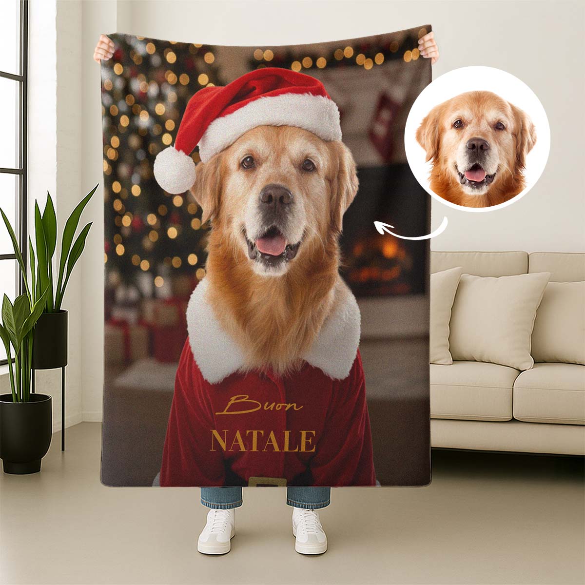 Coperta Personalizzata Animale domestico con Costume, Regali Natale, Regali Foto, Regali Divertenti, Regali Romantici, Regali di Matrimonio, Regalini,