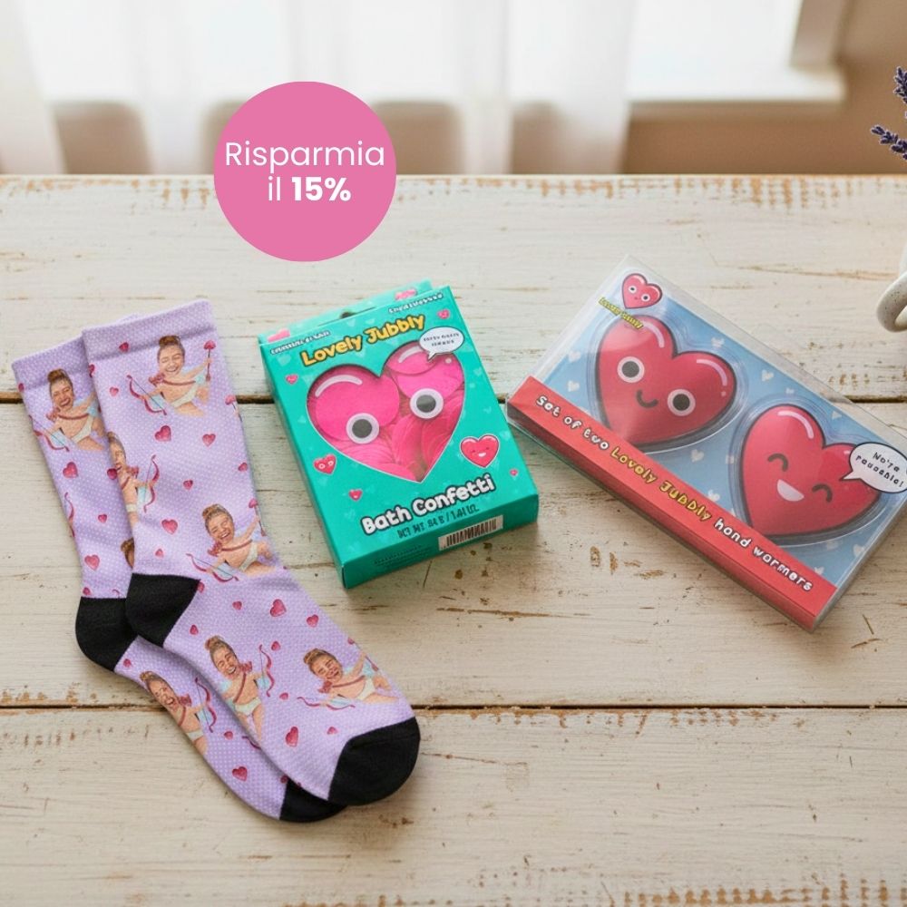 Set regalo con calzini, scaldamani e coriandoli da bagno, Regali Romantici, Regali di Matrimonio, Regalini, Regalo, Idee Regalo