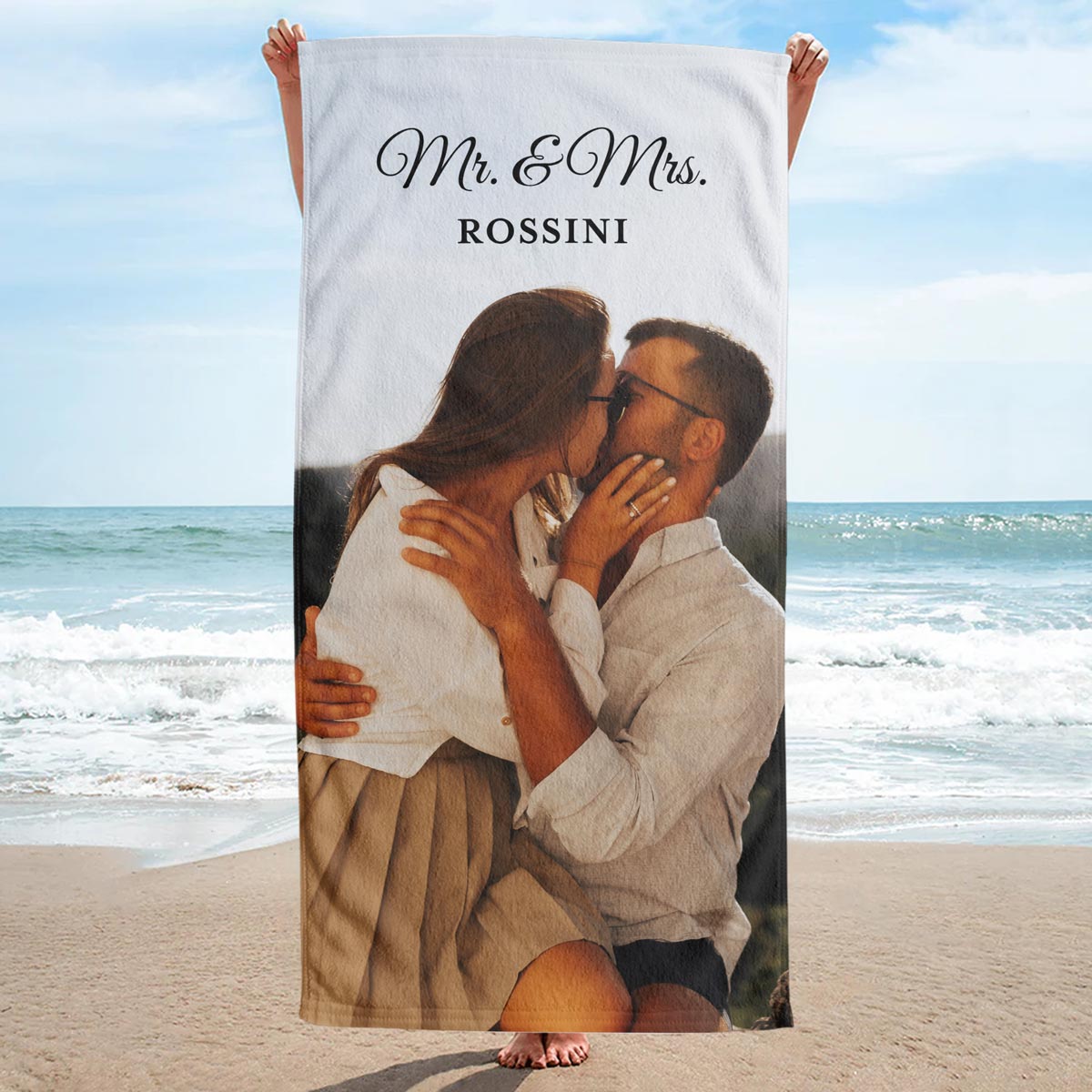Telo Mare Personalizzato con Foto e Testo, Regali San Valentino, Regali Foto, Regali Romantici, Regali di Matrimonio, Regalini, Regalo, Idee Regalo