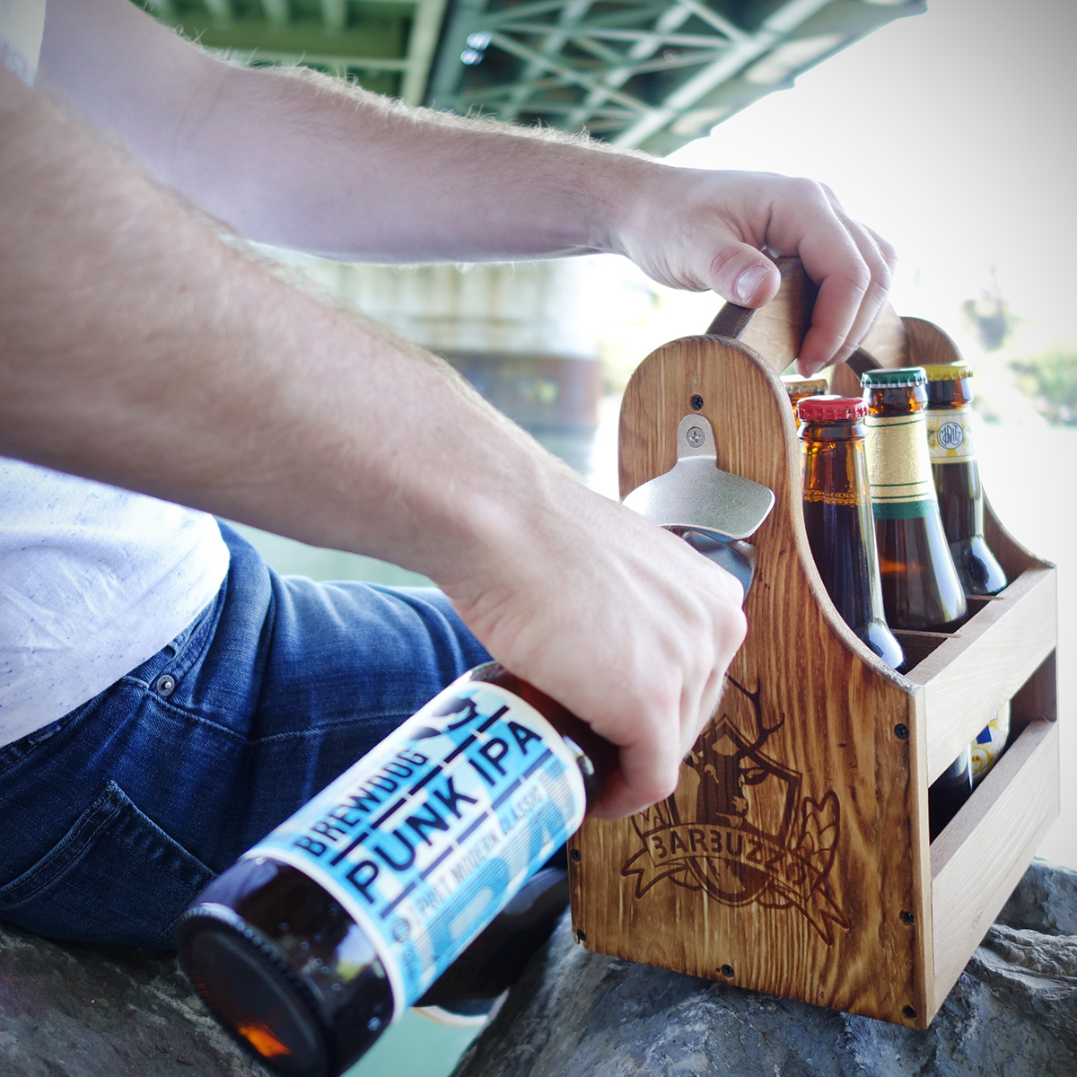 Porta Birre in legno Sixpack