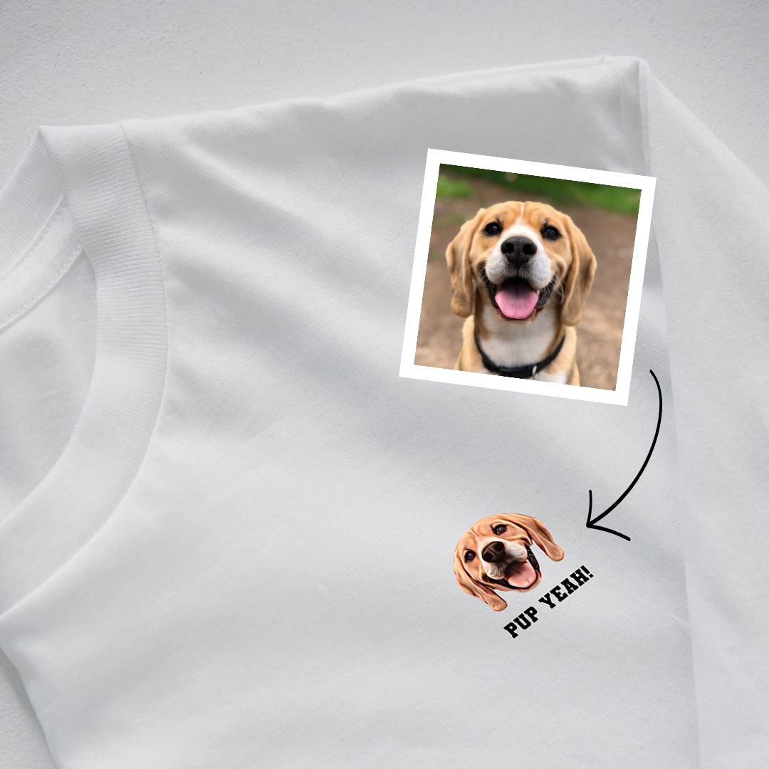 Maglietta Personalizzata Animale Domestico in stile Fumetto Regali Foto