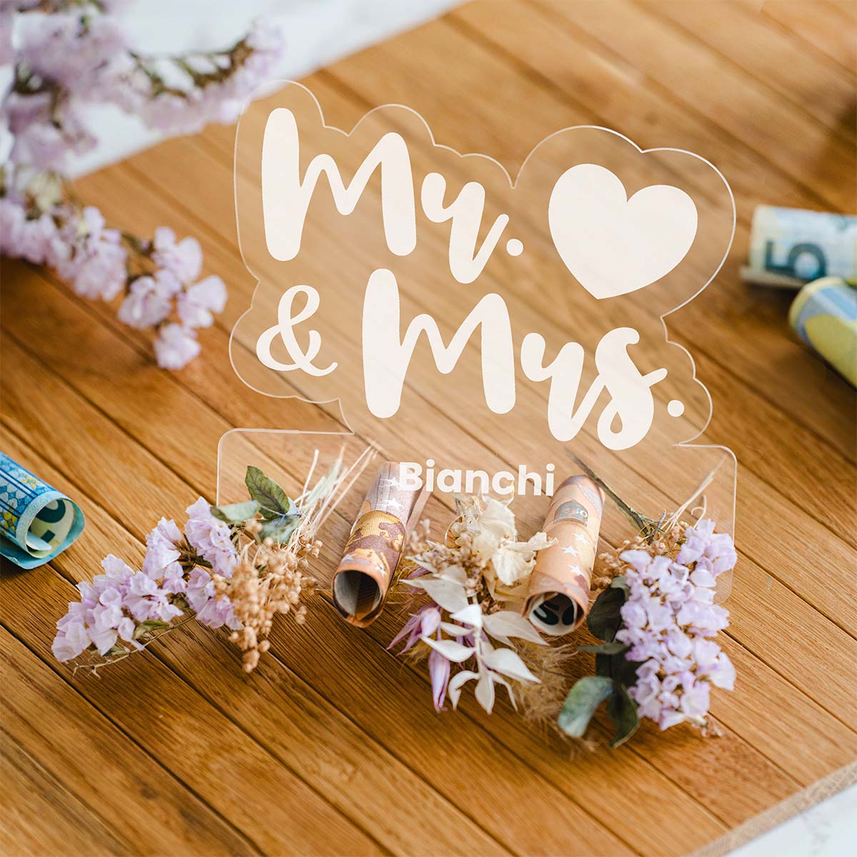 Regalo di Denaro Personalizzato in Acrilico Mr & Mrs, Regali Romantici, Regali di Matrimonio, Regalini, Regalo, Idee Regalo