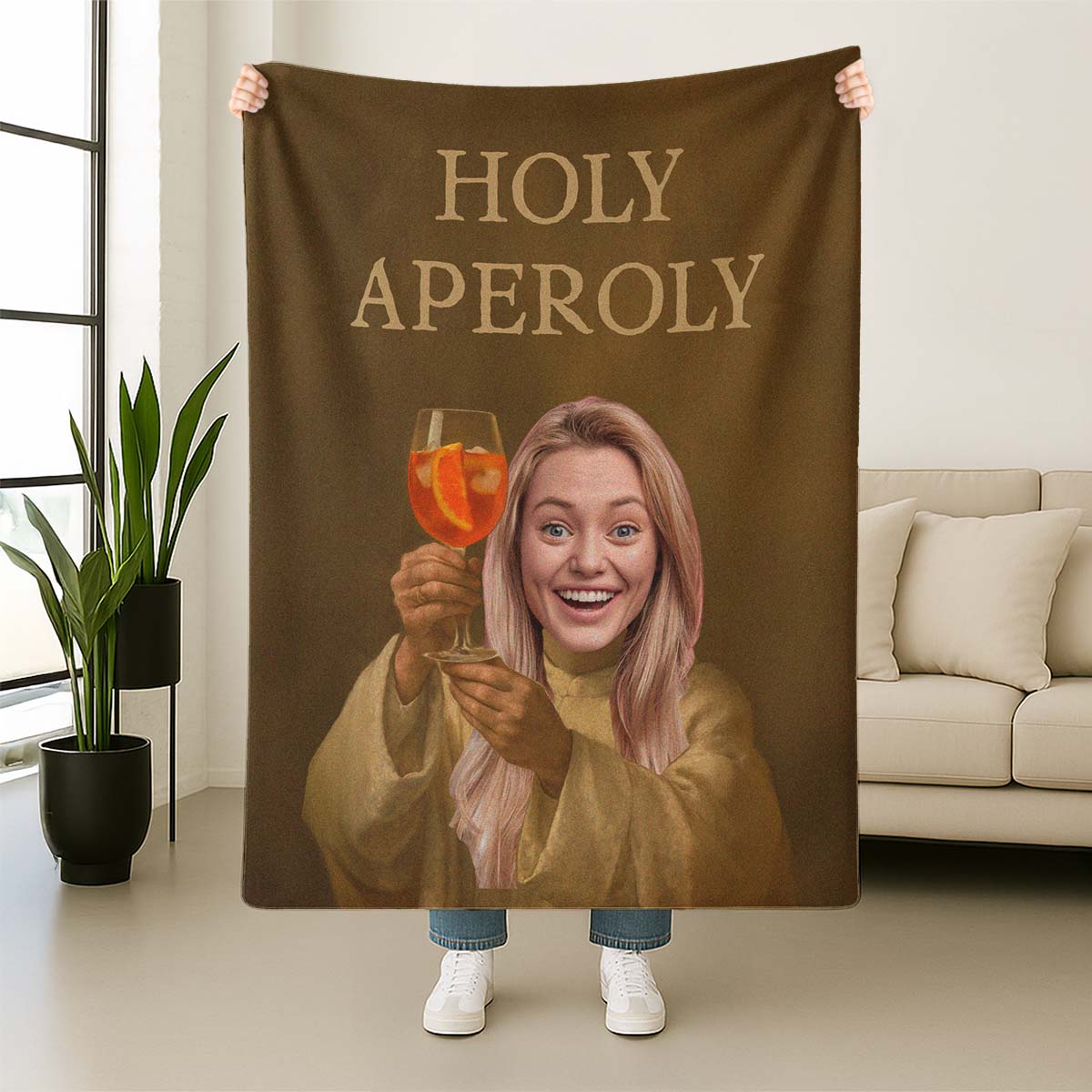 Coperta Personalizzata Aperol Spritz con il tuo Viso, Regali Foto, Regali Divertenti, Regali Romantici, Regali di Matrimonio, Regalini, Regalo, Idee Regalo