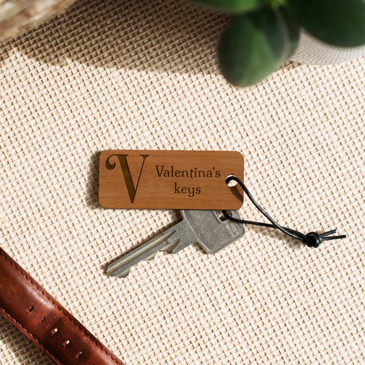 Portachiavi Personalizzato in Legno con Monogramma