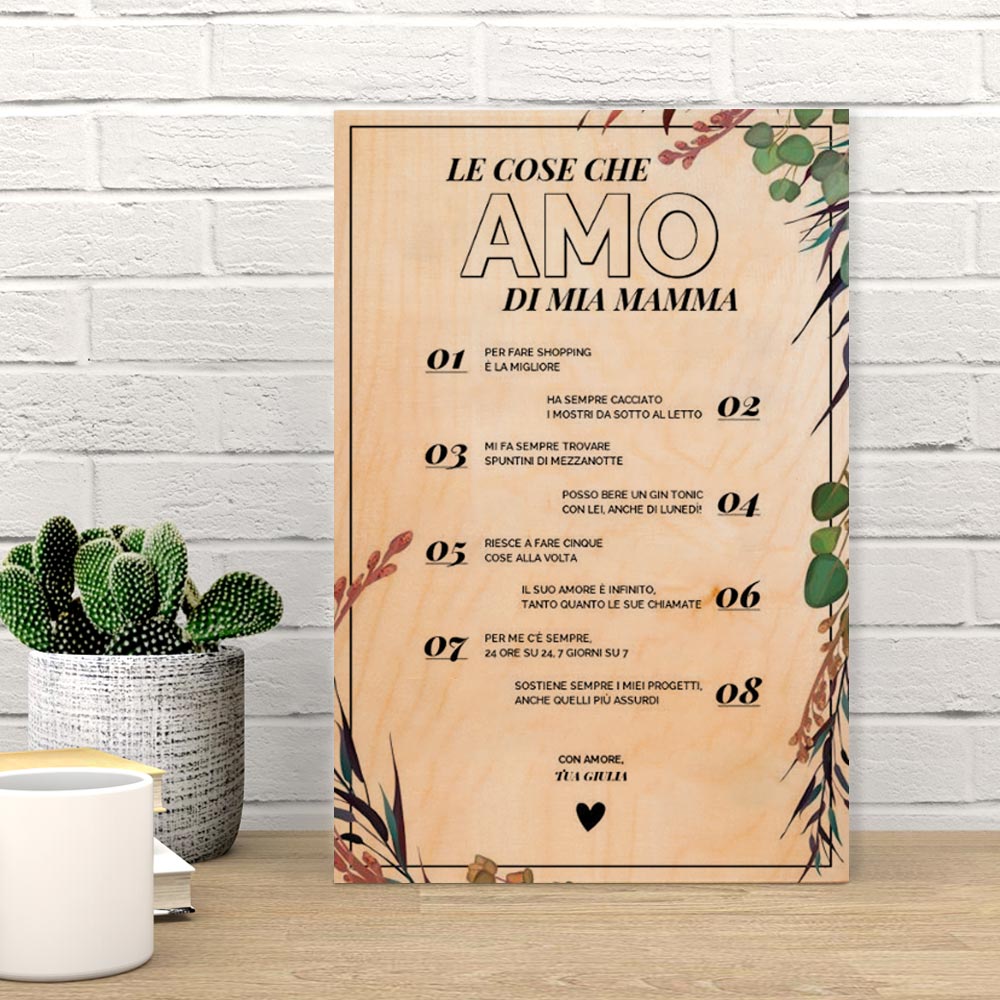 Stampa su Legno Cosa Amo di Te