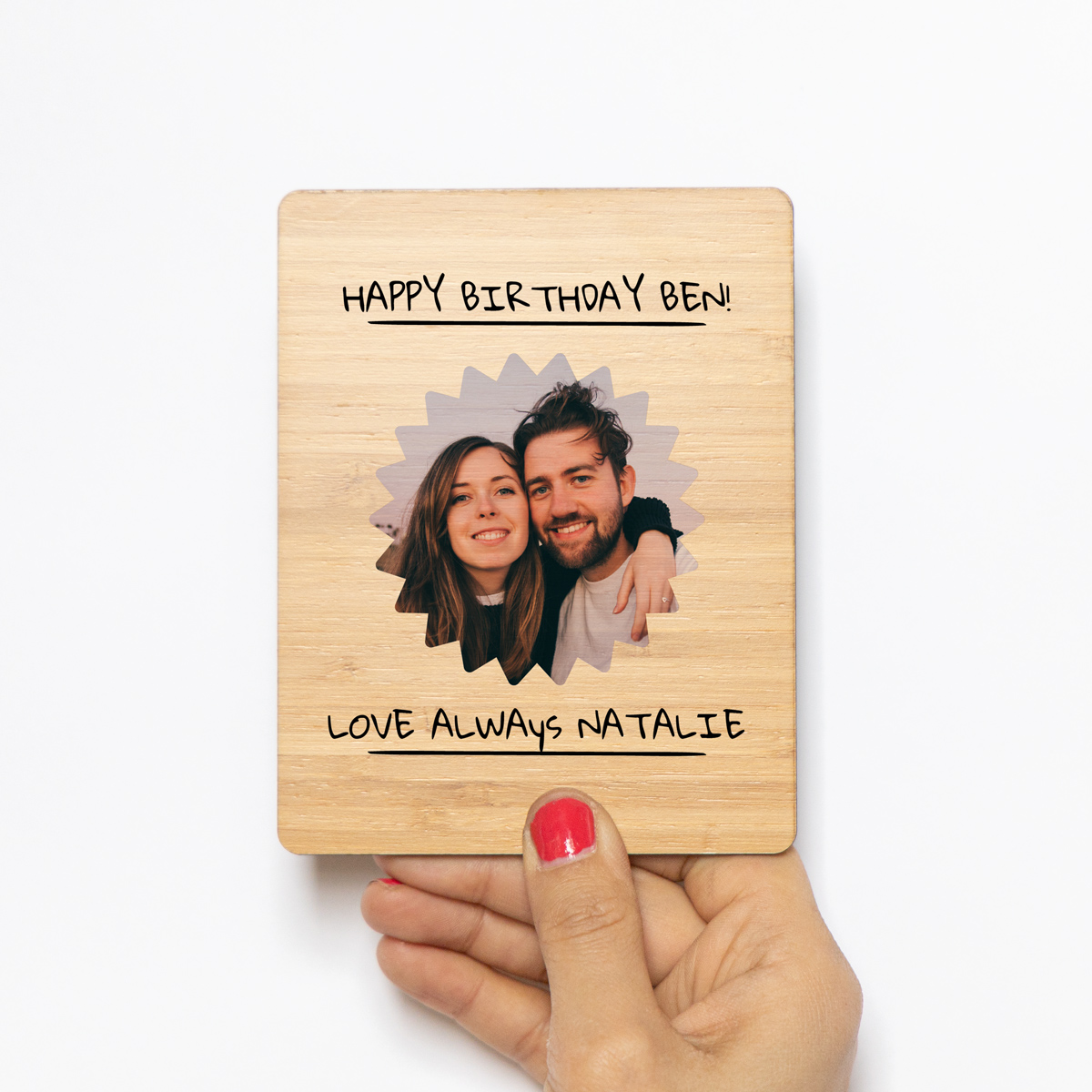 Biglietto in Legno Personalizzato con Foto e Testo