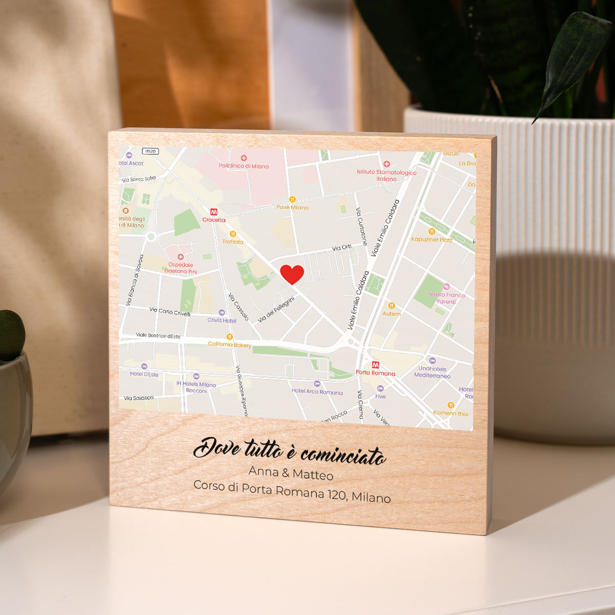 Blocco di Legno Personalizzato con Mappa Dove tutto è iniziato Regali Romantici Regali di Matrimonio