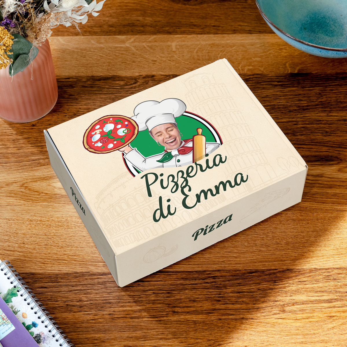 Confezione Regalo Personalizzata 30 x 23,5 in Stile Scatola Pizza