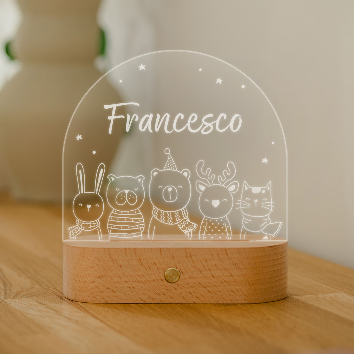 Lampada LED personalizzata con Nome e Animali, Regali Romantici, Regali di Matrimonio, Regalini, Regalo, Idee Regalo